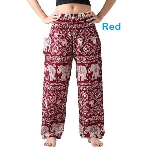 Spring Autumn Plus Size Elephant Bohemia Print Loose Pants Trousers Sexy Hight Waist Summer Fashion Casual Trousers Vintage