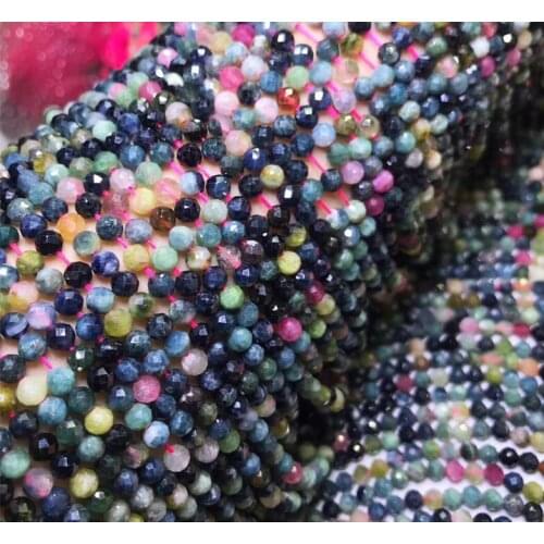 Loose beads tourmaline mixcolors round faceted 4mm 14inch for DIY jewelry making FPPJ wholesale beads nature
