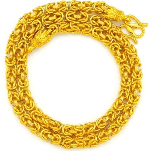 Luxury Double Head Buckle Necklace for Men Wedding 14K Gold Necklace Personality Neck Chain Fine Jewelry New Year Gifts Male