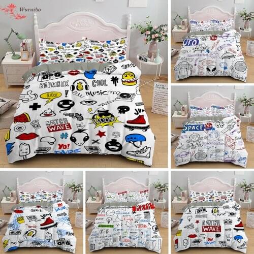 Childrens Bedding Set Nordic Bedspreads Twin Double Bed Cover 90/135/150 Teens Kids King Cartoon Duvet Quilt Covers For Winter
