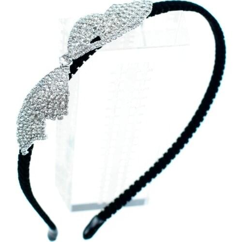 E-Bloom Korean Fashional Shining Rhinestone Headband Bow Leaves Fantastic Hair Accessories for Women Cute Girls Headdress