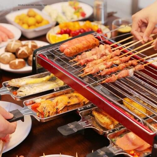JRM0334 Electric Barbecue Grill Household Smokeless Barbecue Tray Intelligent BBQ Machine Grill Pan Home Commercial Use 1800W