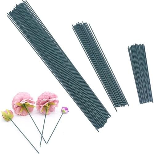 20Pcs 15/25/40cm Artificial Flower Wire Stem DIY Paper Flower Stub Accessories Green Floral Tape Rose Stems Craft Decoration