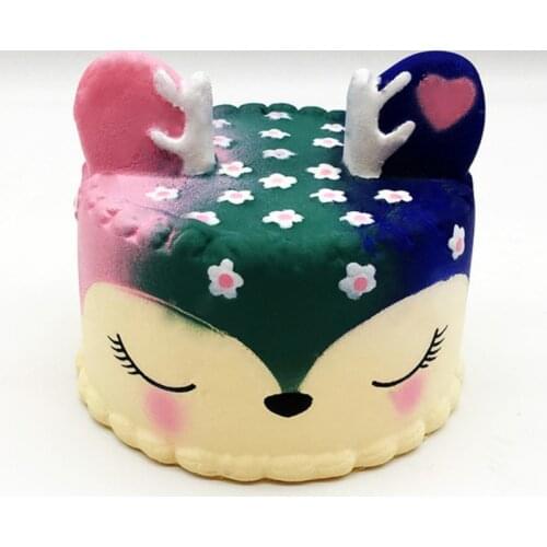 Kawaii Colorful Deer Cake Unicorn Squishy Food Slow Rising Soft Squeeze Toys For Children Sweet Scented Relieve Stress Toys Gift