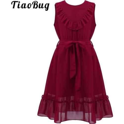 Summer Girls Dress Little Bridesmaid Dress Pageant Wedding Party Birthday First Communion Clothing Chiffon Flower Girls Dresses