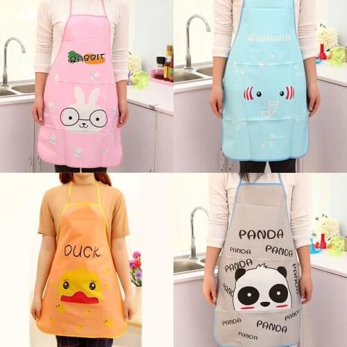 Lovely Cartoon Apron Sleeveless Waterproof Anti-oil Aprons Kitchen Cooking Waist Bib Creative Women Apron BBQ Household