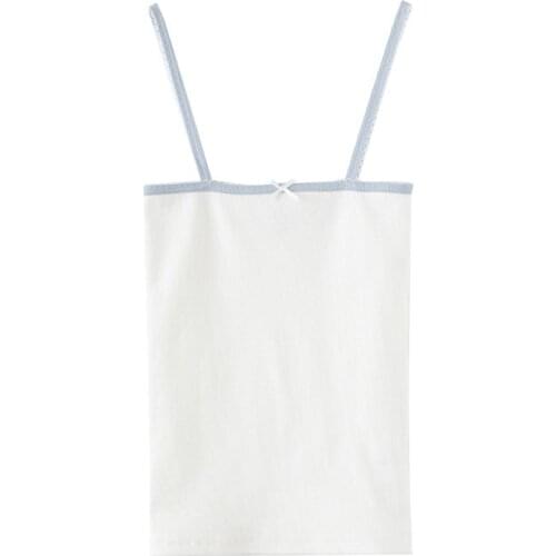 PUWD Sweet Girls Slim Solid Bow Camis 2021 Summer Fashion Ladies White Sleeveless Streetwear Short Tops Women Chic Crop Top