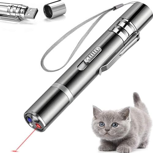 Red Laser 3 In 1 Mini USB Rechargeable Cat Toys for Cat Chase Flashlight Funny Cat Stick Pet Toy for Exercise Portable Pet