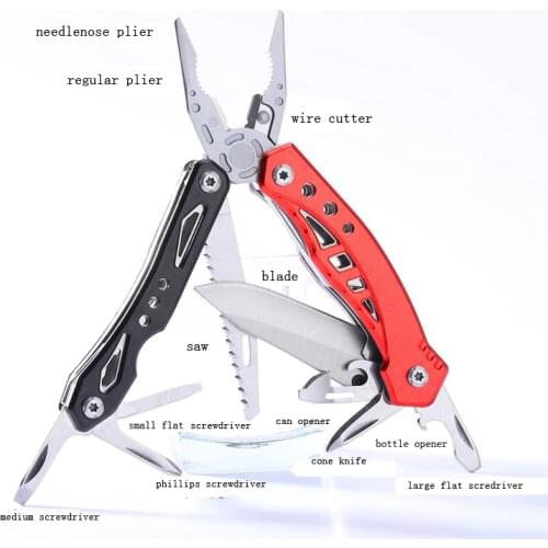 12 in 1 Multifunction pliers EDC survival pocket plier tool kit outdoor folding combination plier multifunction kinfe
