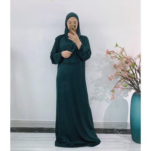 Prayer Dress Muslim Hijab Dress for Women Solid Color Hooded Robe Dress Abaya Dubai Turkey Islam Clothing Hijab Scarf Robe
