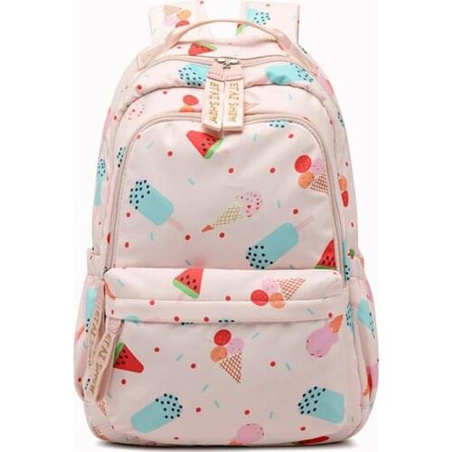 Cartoon ice cream prints school bag Large capacity nylon backpack school bags for teenage girls Laptop backpack female Mochila