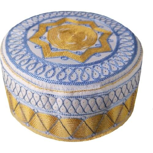 Men Round Caps India Muslim Turban Trendy Cotton Embroidery Arab Prayer Hat Man Hijab Bonnet Saudi Arabian Hats Jewish Topi Kufi