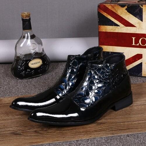 Mens waterproof winter boots botas hombre military boots side zipper ankle boots large sizes genuine leather cowboy boots men