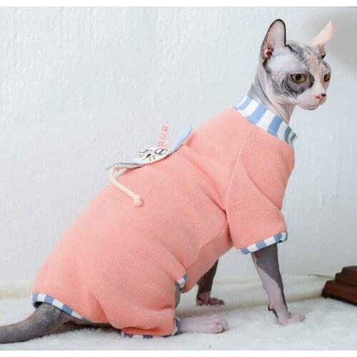 New Arrival Pet Clothes Winter Warm Soft Dog Cat Fleece Hoodies Romper Sphynx Cat Costumes Pajamas Sphinx Kitten Jacket Clothing