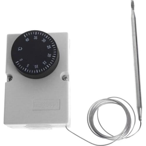 AC220V 0-40℃ Temperature Switch Capillary Thermostat Controller w waterproof box