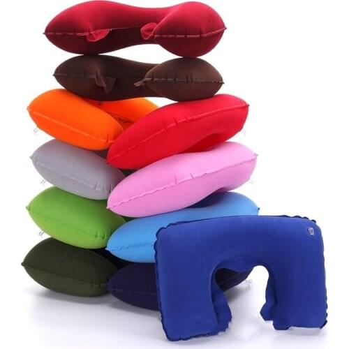 Protable Inflatable U Shape Neck Cushion Travel Comfortable Pillow Office Air Cushion Airplane Driving Nap Support Head Rest