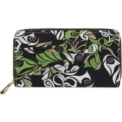 Luxury Design Pu Leather Women Polynesian style Printed Cash Wallet Purse Ladies Phone Holders For Females Clutch Money Bag