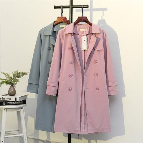 New Plus size XXL-5XL Women Trench Coat 2019 Spring Autumn Double-breasted Windbreaker Female Cozy Loose Casual Tops Trench G23