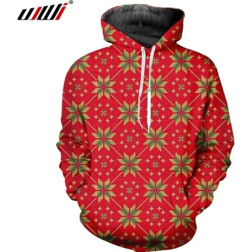 UJWI Christmas red Hoodie Sweatshirt Fashion Men/Women Winter Warm 3D Hooded Pullover Long Sleeve Sweatshirts Hip Hop Hoodies