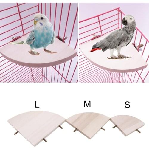 Fan-shaped Bird Parrot Stand Rack Small Animal Chinchilla Squirrel Hamster Stand Perch Board Wooden Bird Cage Accessories