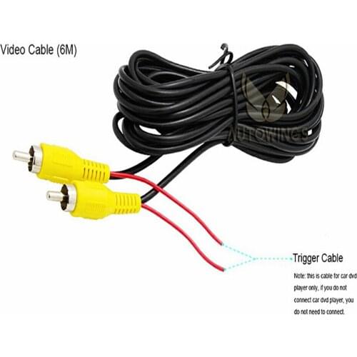 AUTOWINGS 6M 10M 12M 15M 20M RCA rearview camera video cable with video trigger cable, suitable for DVD CD player TV monitor