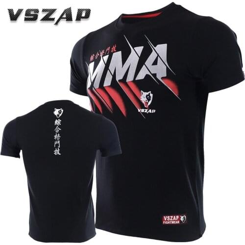 VSZAP Mixed martial arts Stretch fitness T-shirt MMA short sleeve free combat breathable exercise Fight running muscle training