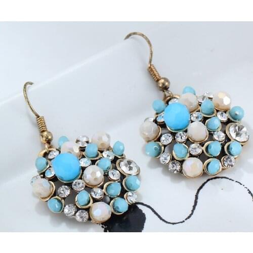 YaYi Jewelry Fashion BOHO Multicolor Glass Crystal Rhinestone Dangle Women Ancient Gold Color Wear Ear Band Long Tassel Earrings