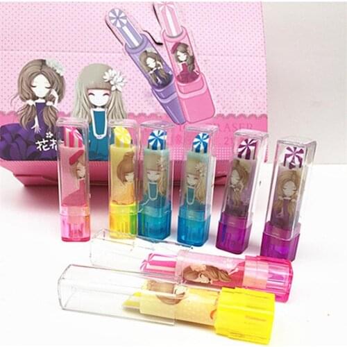 1pcs Plasticity Soft Rubber Eraser Student Drawing Sketch Lipstick Shaped Eraser Student Art Supplies Stationery Childrens Toys