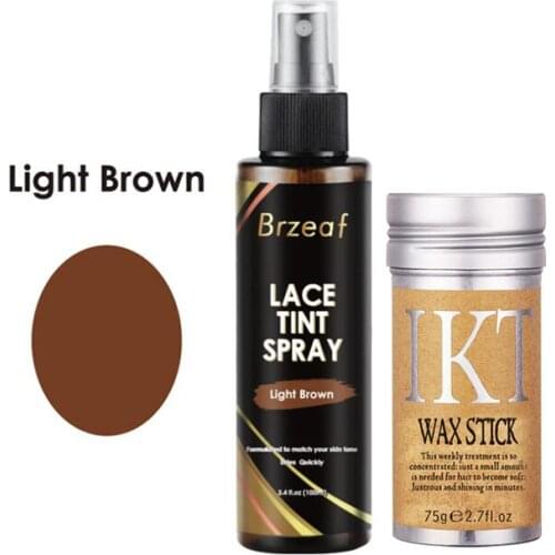 100ml Light Brown Lace Tint Spray for lace Wigs + 75g Hair Wax Stick Wig Adhesive For Closures, Wigs And Closure Front