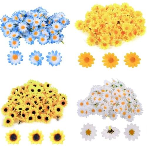 100Pcs Fake Sunflower Head Artificial Flower Home Wedding Floral Decoration