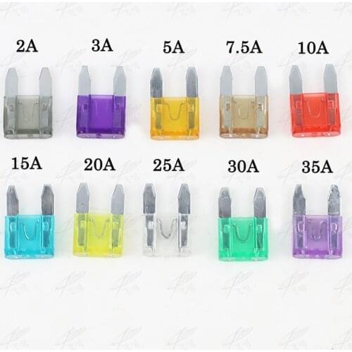 100pcs Mini Car Fuse 10 Value Auto Fuse Blade Kit Assortment 2A 3A 5A 7.5A 10A 15A 20A 25A 30A 35A Free shipping