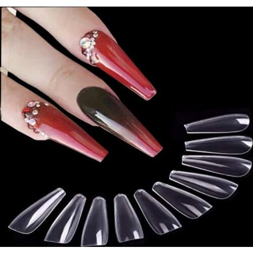 100 pieces / bag ballet dancer fake nails display tips acrylic white transparent natural high heel full set of flase nails