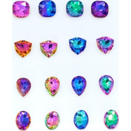 12pcs Medium Crystals rainbow fancy point Back Stones Rhinestones Applique Stone for diy Craft Dress Gymnastic jewelry diy