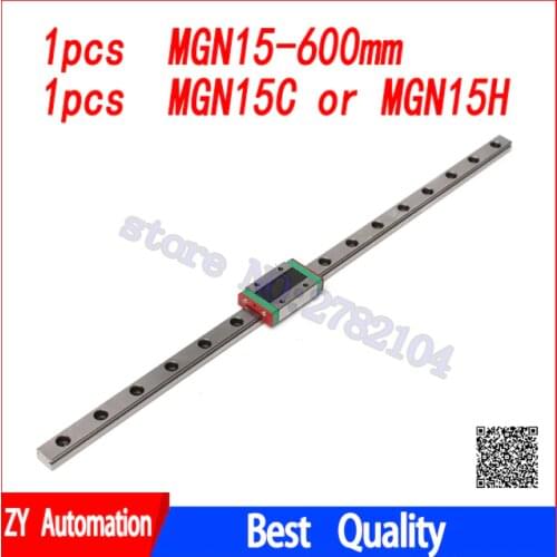 15mm Linear Guide MGN15 600mm linear rail way + MGN15H or MGN15C Long linear carriage for CNC X Y Z Axis