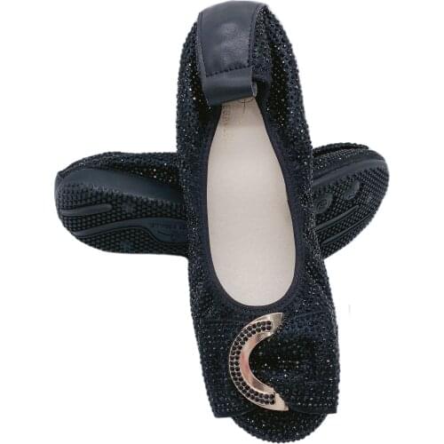 168-20 Womens Ballet Flats Full Rhinestone Female Footwear Luxury Brand Casual Flat Shoes for Ladies Girls Ballerina Flats