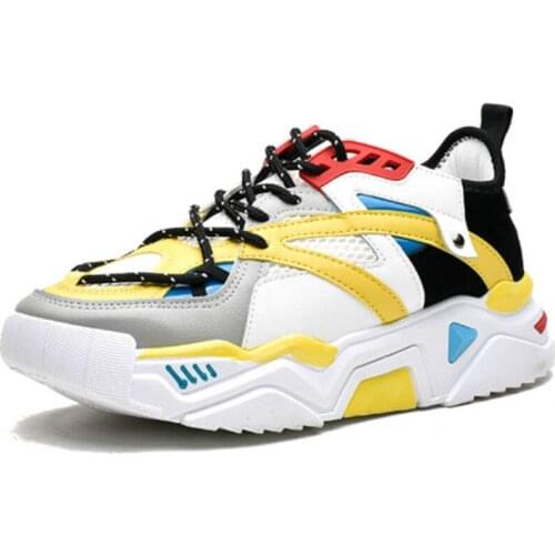 2019 Men Sneakers Mens Casual shoes Brand Designer Platform Chunky Sneakers Men Trainers Lace Up Color matching O1-11