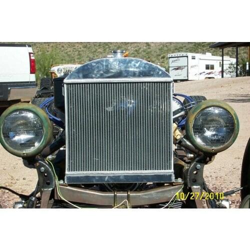 62mm Aluminum Radiator For Ford Model A Chopped w/Chevy Engine 1928-1931 1929 1930 AT/MT + FAN G.M. motor swap 3.3L 200Cu L-HEAD