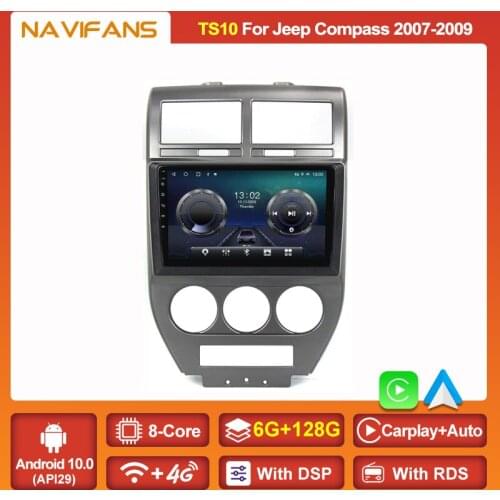 Android 11 8Core Car Radio Multimedia Video Player Navigation GPS For Jeep Compass 2007 2008 2009 Auto Stereo DVD BT 4G WIFI DSP