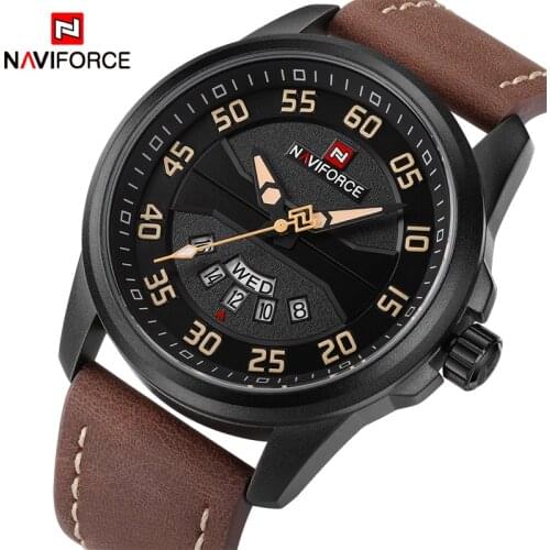 Mens Watches Top Brand NAVIFORCE Luxury Date Quartz Watch Man Leather Sport Army Military Wristwatch Men Clock Relogio Masculino