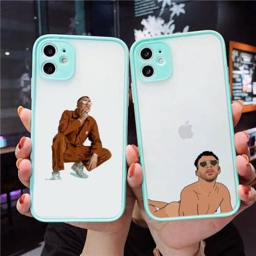 Yo Perreo Sola Bad Bunny Maluma Phone Case For iPhone 12 11 Mini Pro XR XS Max 7 8 Plus X Matte transparent blue Back Cover