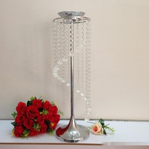 Wedding party flower display holder Sparkling crystal Flower Vase crafts Floral Stand Columns For wedding Table centerpieces