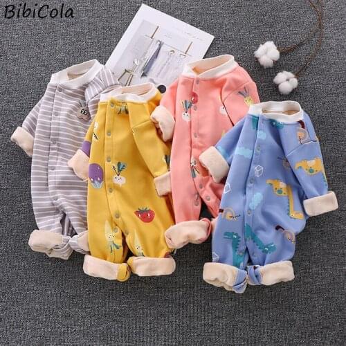 Baby Autumn And Winter Cotton Round Neck Cartoon Pattern Boys And Girls Baby Romper