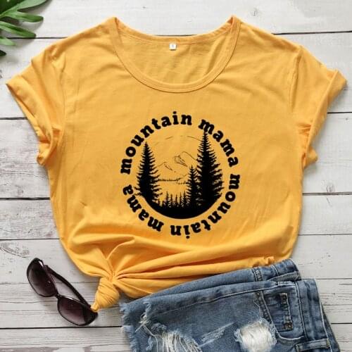 Mountain Mama 100% Cotton T-shirt Funny Mothers Day Gift Tshirt Trendy Women Graphic Hiking Nature Top Tee Shirt