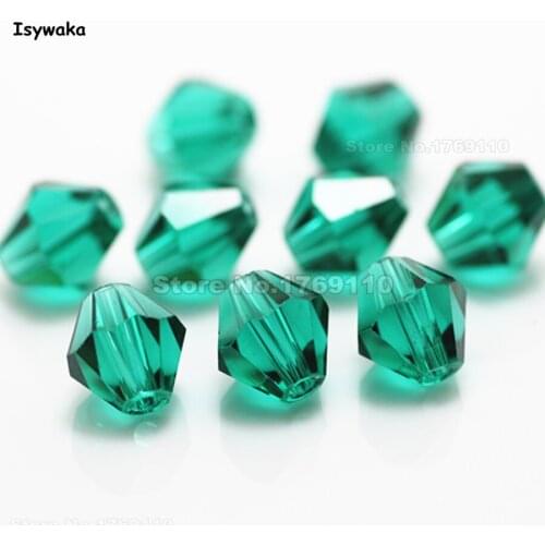 Isywaka 38pcs Blue Green Color 8mm Bicone Austria Crystal Beads charm Glass Beads Loose Spacer Bead for DIY Jewelry Making