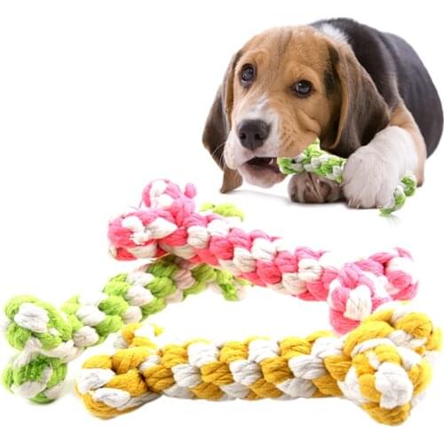 Quality Pet Supply Shape Pet Dog Toy Cotton Bone Chew Braided Dog Toys Puppy Chew Toys Cleaning Tooth Braided Knot Ball Dog Toys