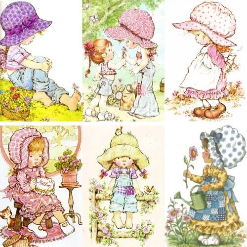 FSBCGT Painting By Number Cartoon little girl Drawing On Canvas Hand Painted Pictures By Number Cartoon Art Mothers Day Gift