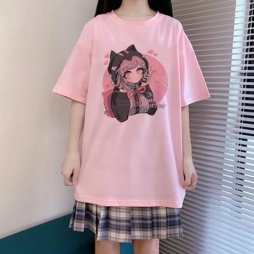 Kawaii women T-shirt Japanese big size cartoon short-sleeved anime casual hip-hop Harajuku tops Ulzzang summer Vintage clothing