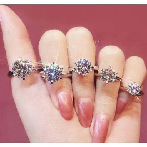 100% 18K Gold ring 1ct D color VVS Moissanite Diamond Ring Wedding ring With national certificate 012