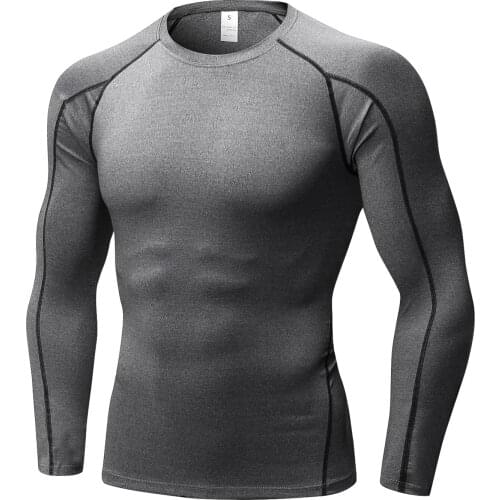 Compression Shirts Men Running T-Shirt Long Sleeve Tight Male Gym Fitness Sportswear Jogging Cycling Training Tops Quick Dry