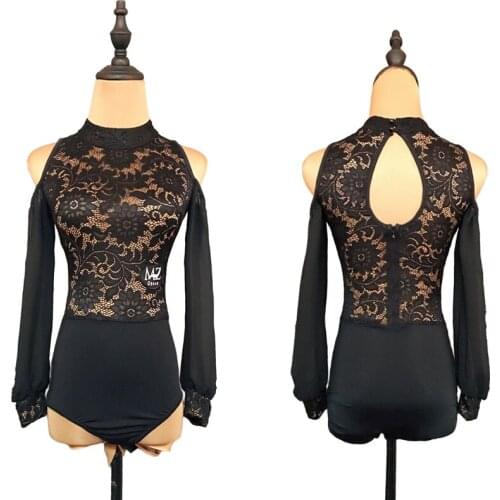 Lace Latin Dance Tops Women Designer Clothes Stage Costume Black Salsa Dance Outfit Tap Dancewear Ballroom Practice Wear JL2505